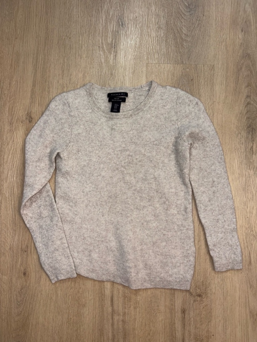 Tahari Cream Heathered Crewneck Sweater